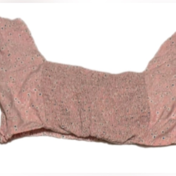 NWT Princess Polly Smocked Floral Long Sleeve Cropped Pink Blouse 4 - Picture 5 of 9